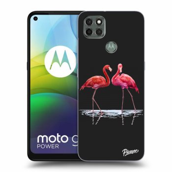 Picasee silikónový čierny obal pre Motorola Moto G9 Power - Flamingos couple