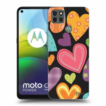 Picasee silikónový čierny obal pre Motorola Moto G9 Power - Colored heart
