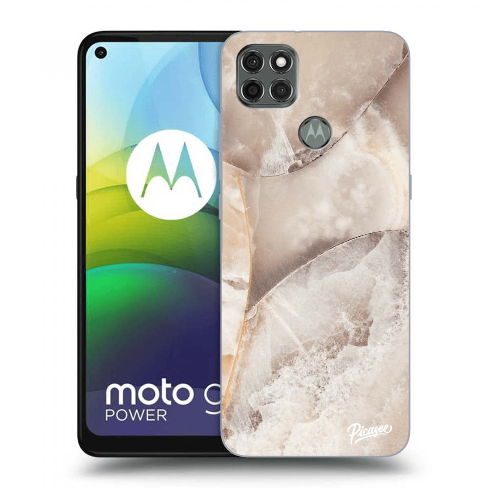 Picasee silikónový čierny obal pre Motorola Moto G9 Power - Cream marble