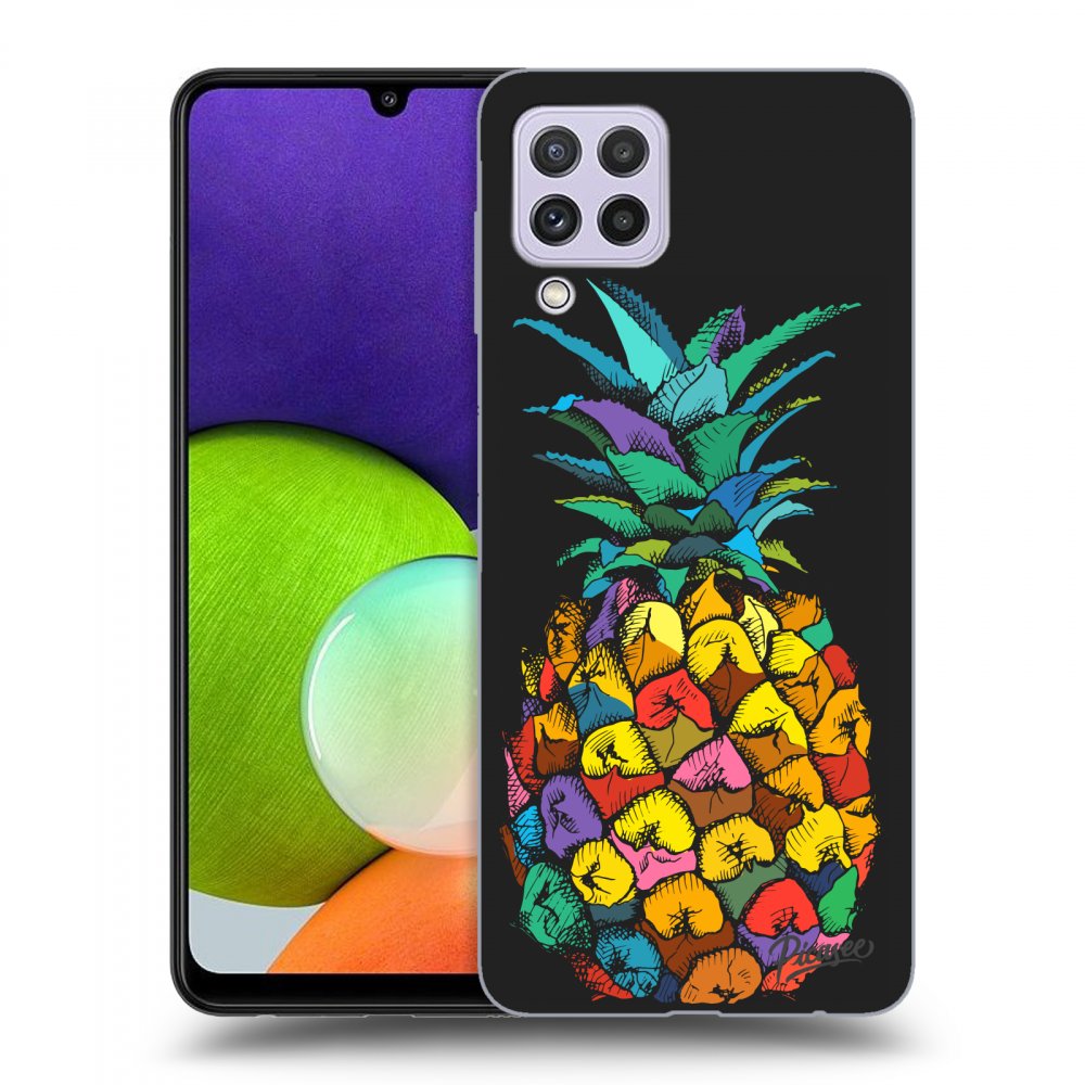 Picasee silikónový čierny obal pre Samsung Galaxy A22 A225F 4G - Pineapple