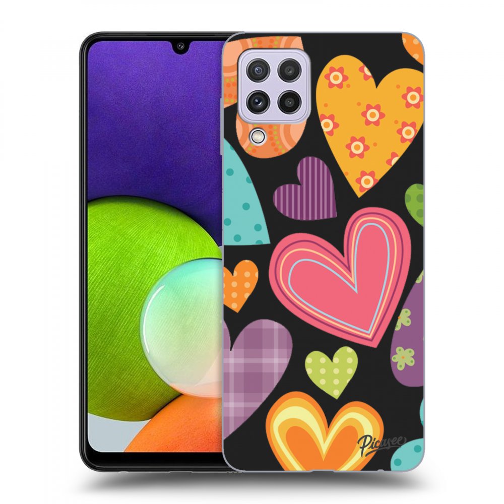 Picasee silikónový čierny obal pre Samsung Galaxy A22 A225F 4G - Colored heart
