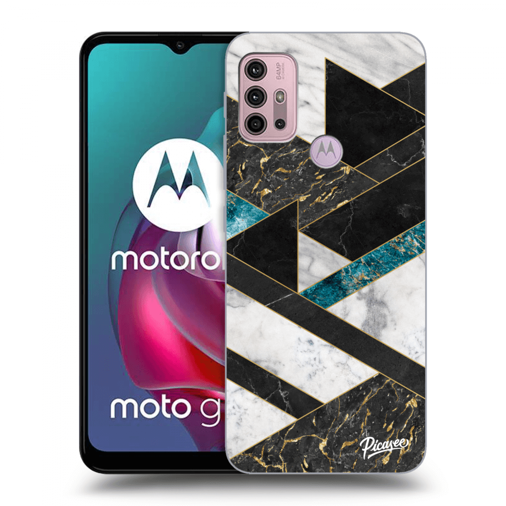 Picasee silikónový čierny obal pre Motorola Moto G30 - Dark geometry