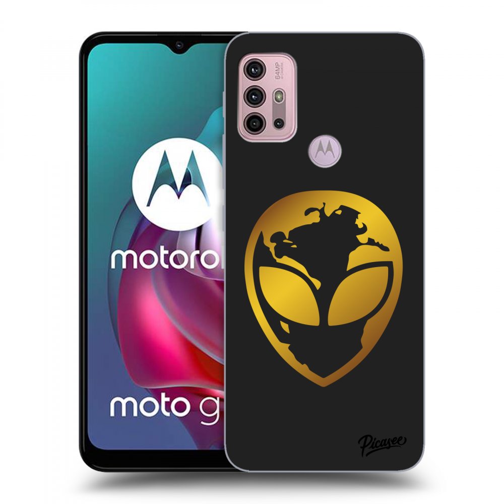 Picasee silikónový čierny obal pre Motorola Moto G30 - EARTH - Gold Alien 3.0