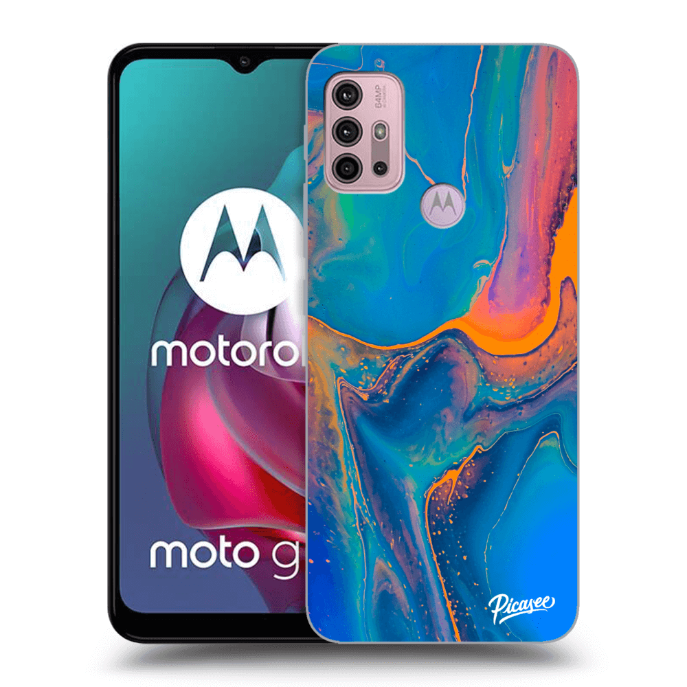 Picasee silikónový čierny obal pre Motorola Moto G30 - Rainbow