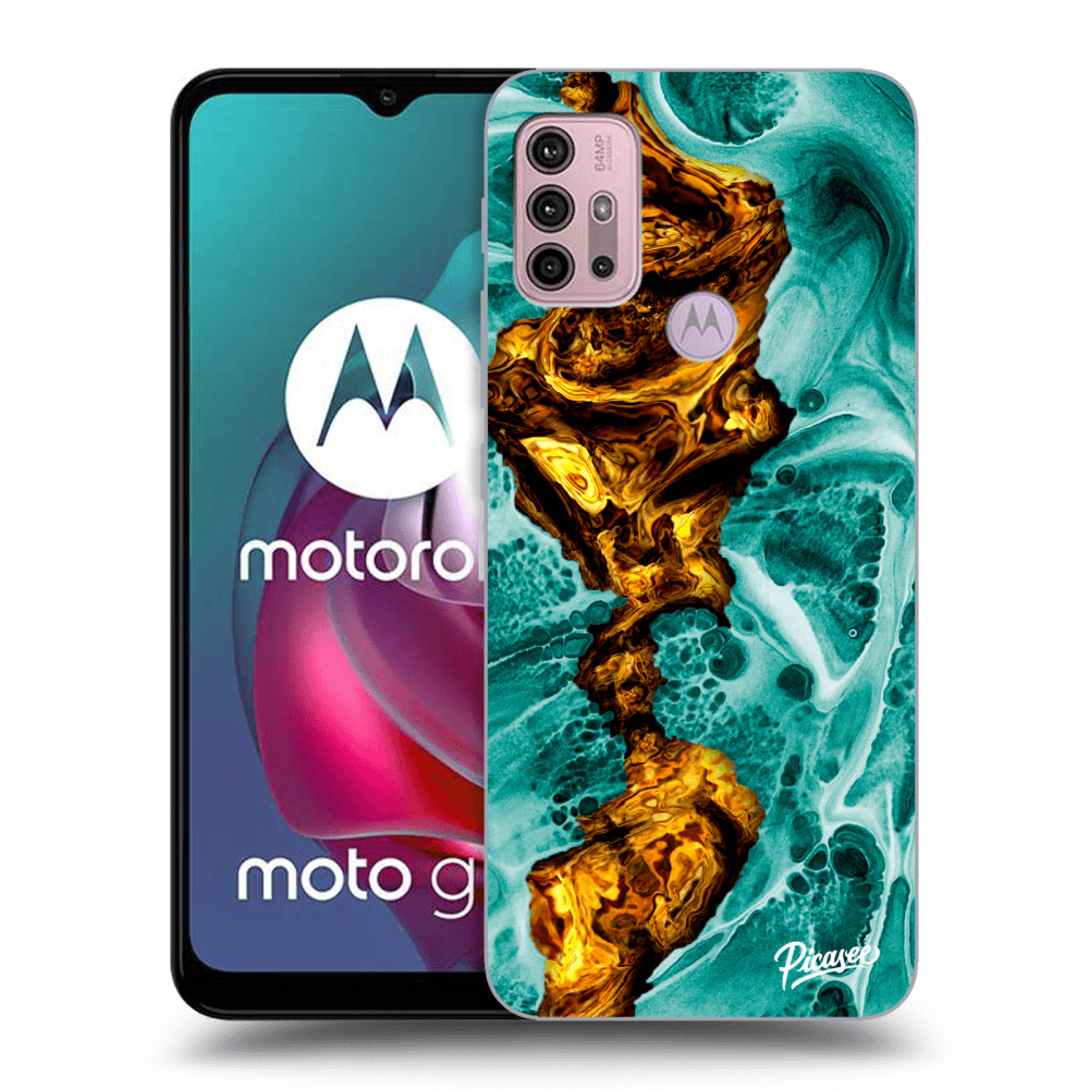 Picasee silikónový čierny obal pre Motorola Moto G30 - Goldsky