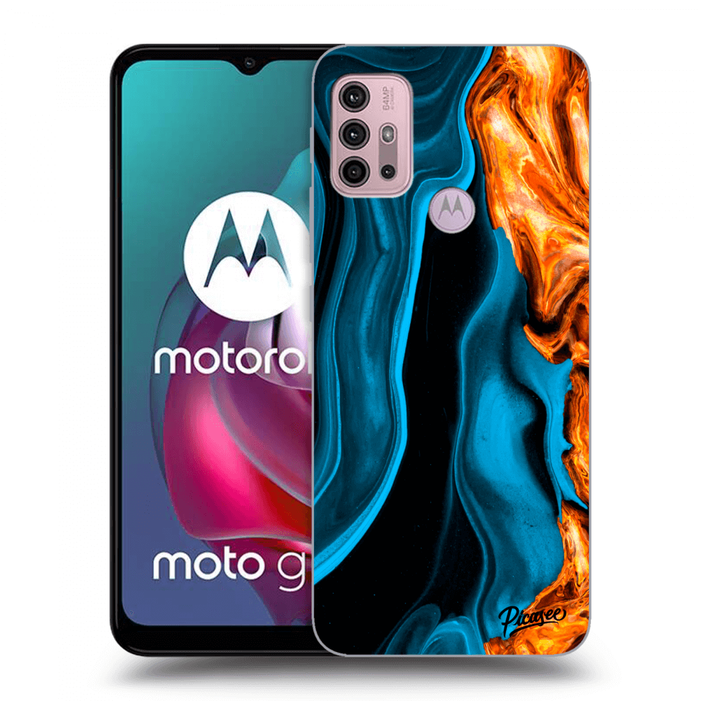 Picasee silikónový čierny obal pre Motorola Moto G30 - Gold blue