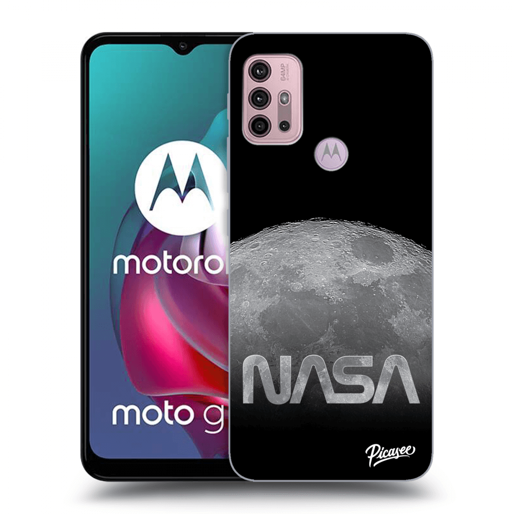 Picasee silikónový čierny obal pre Motorola Moto G30 - Moon Cut