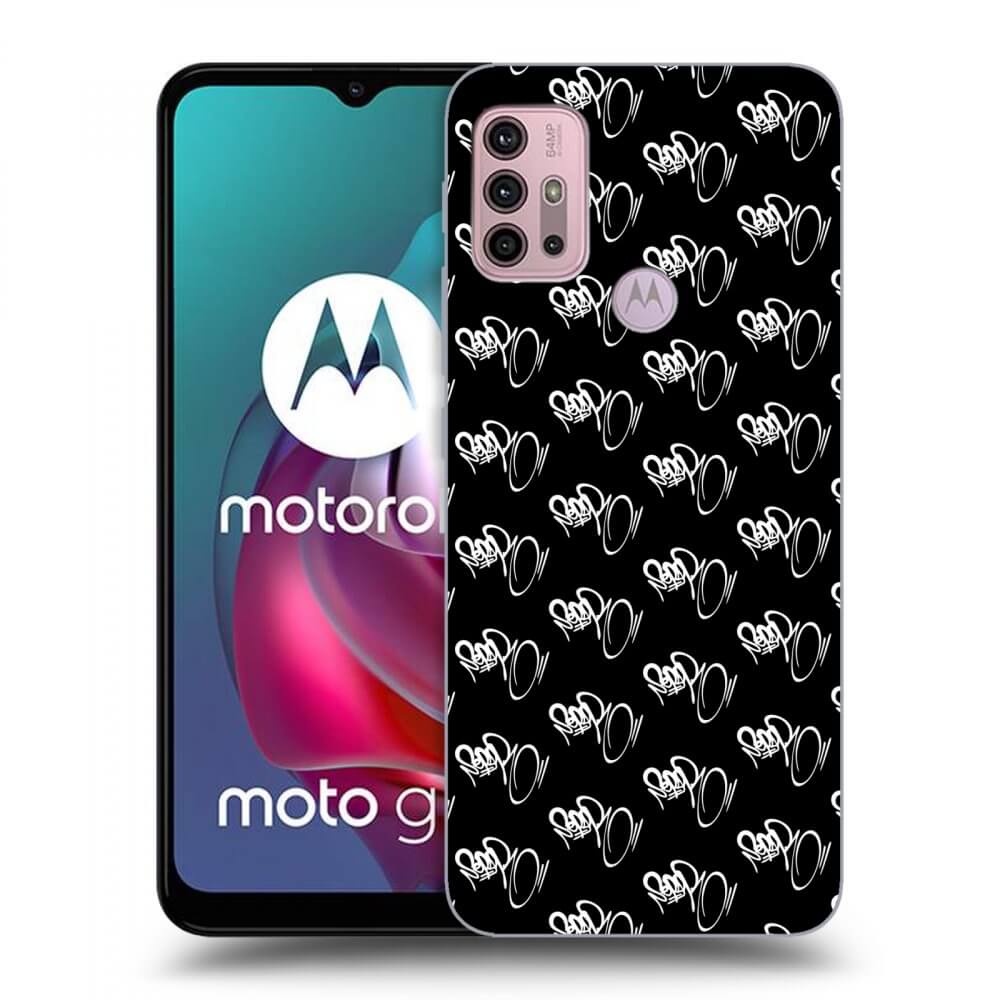Picasee silikónový čierny obal pre Motorola Moto G30 - Separ - White On Black
