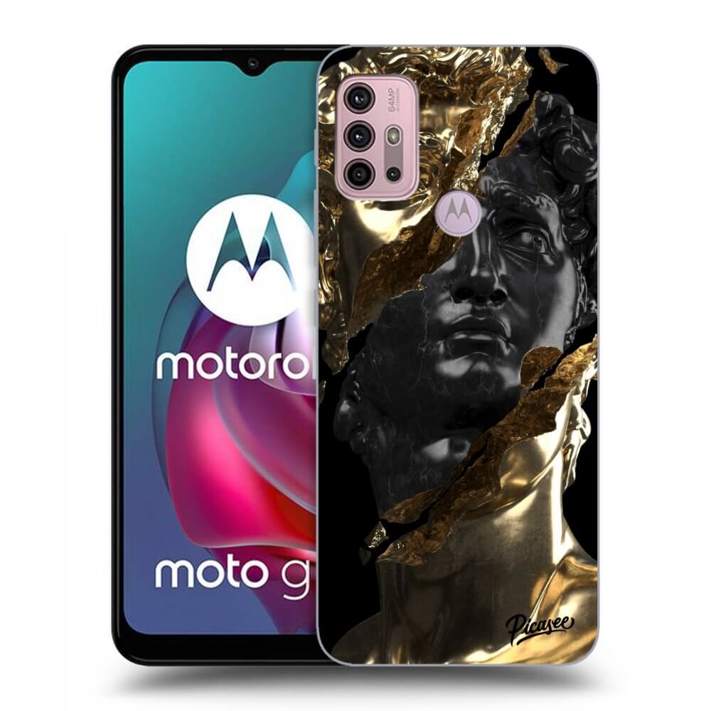 Picasee silikónový čierny obal pre Motorola Moto G30 - Gold - Black