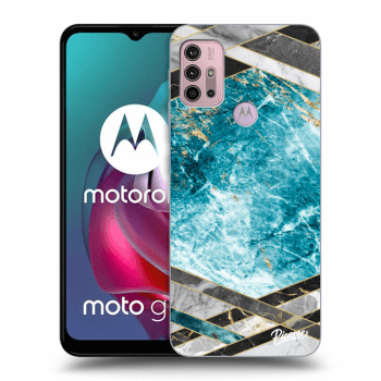 Picasee silikónový čierny obal pre Motorola Moto G30 - Blue geometry