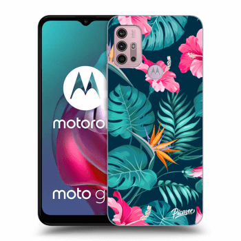 Picasee silikónový čierny obal pre Motorola Moto G30 - Pink Monstera