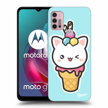 Picasee silikónový čierny obal pre Motorola Moto G30 - Ice Cream Cat