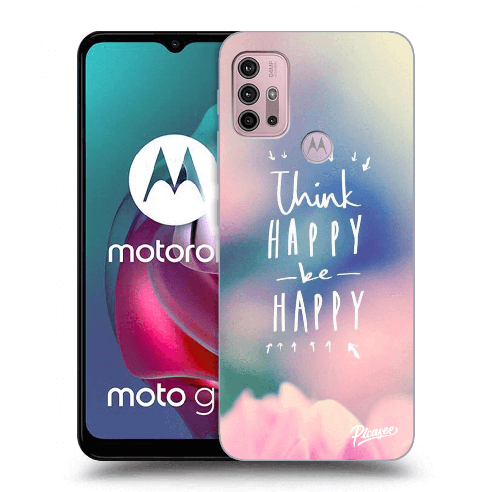 Picasee silikónový čierny obal pre Motorola Moto G30 - Think happy be happy