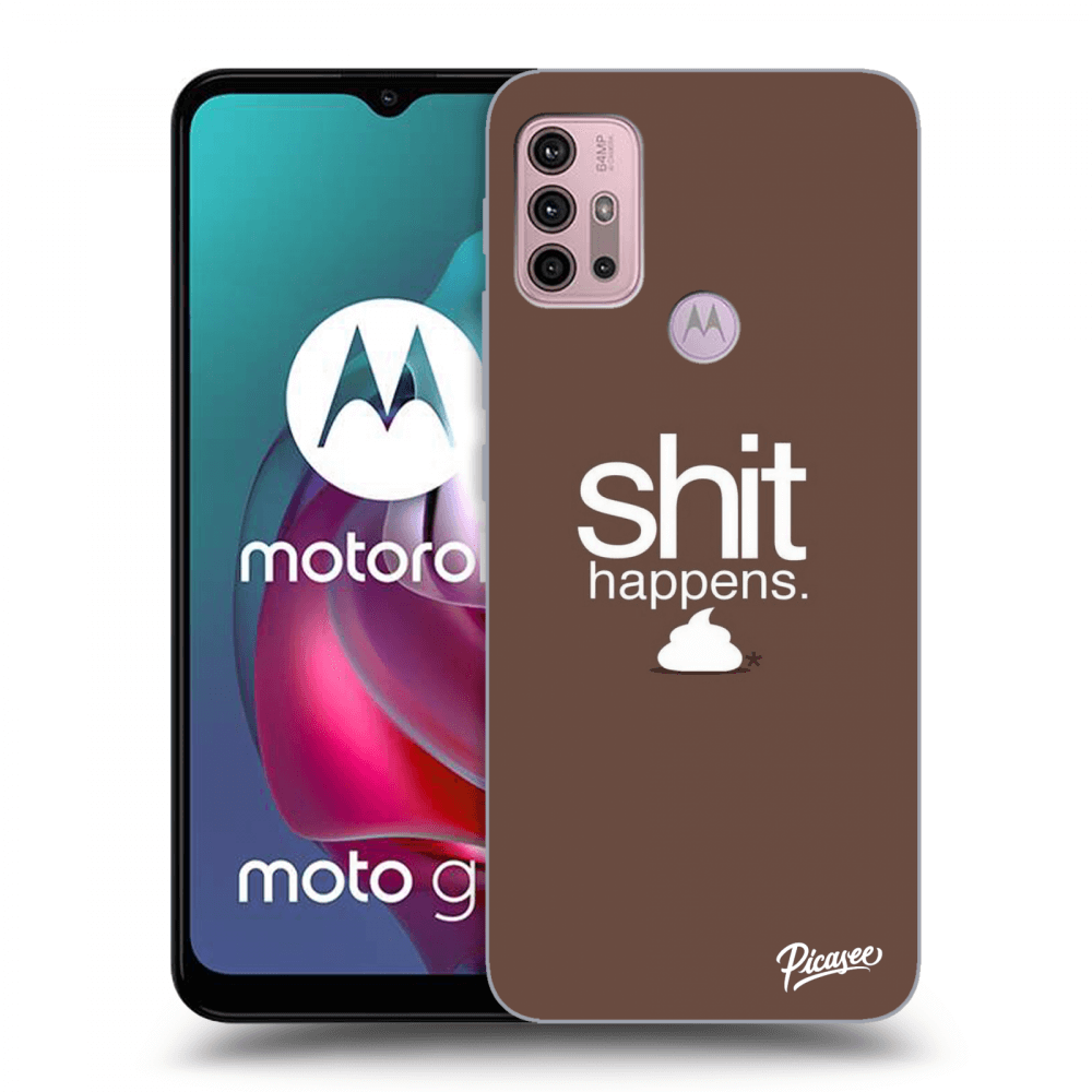 Picasee silikónový čierny obal pre Motorola Moto G30 - Shit happens