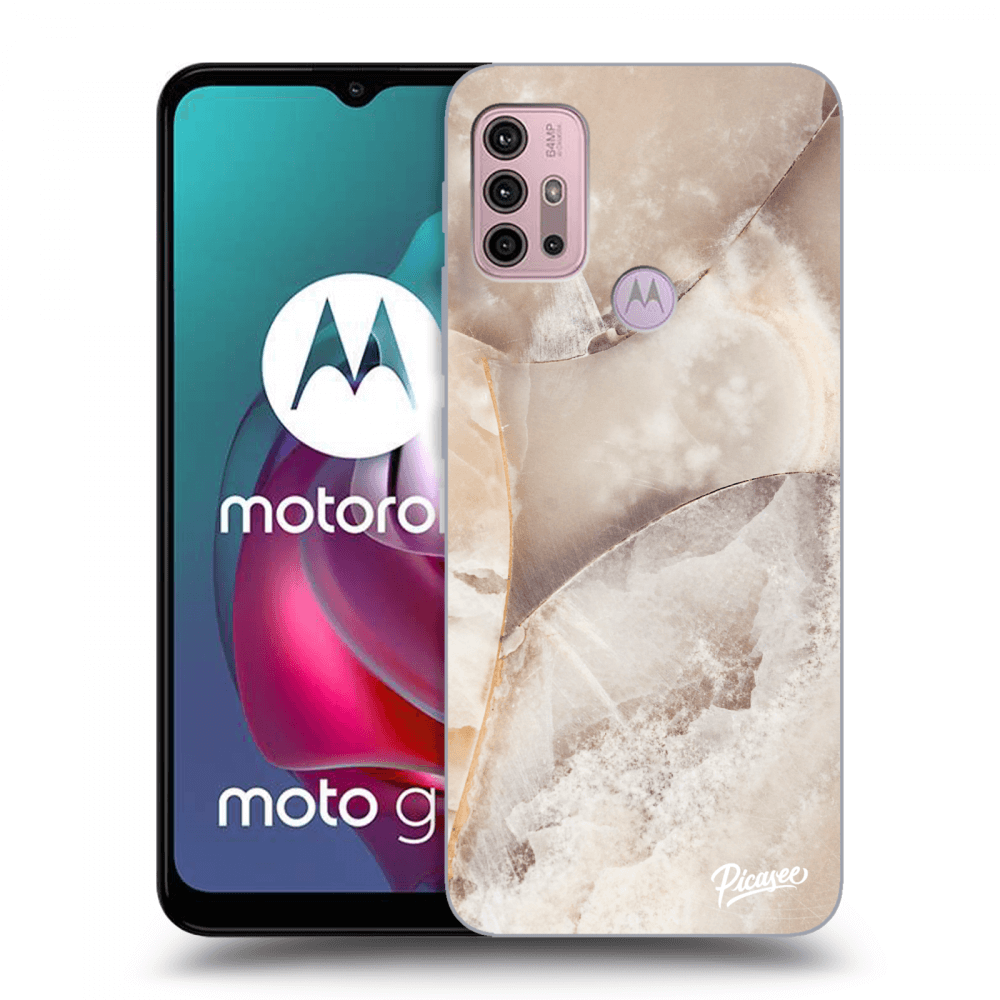Picasee silikónový čierny obal pre Motorola Moto G30 - Cream marble