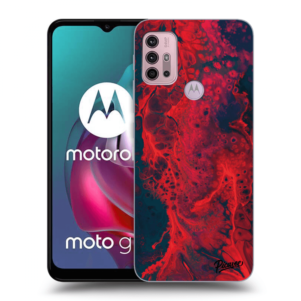 Picasee silikónový čierny obal pre Motorola Moto G30 - Organic red