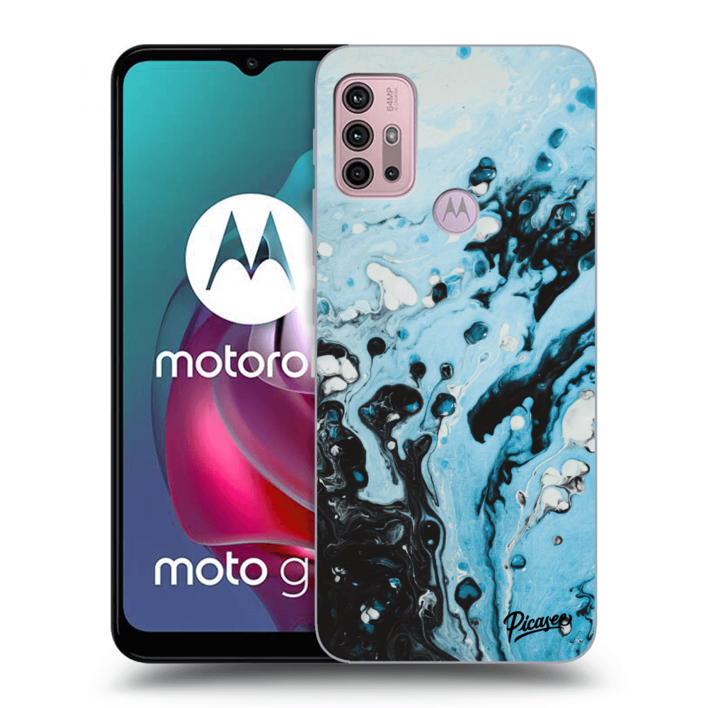 Picasee silikónový čierny obal pre Motorola Moto G30 - Organic blue