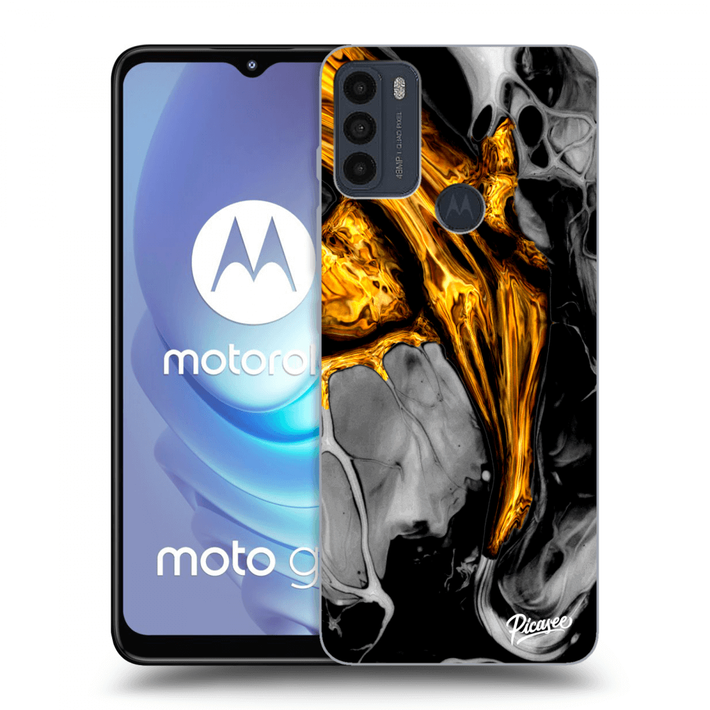 Picasee silikónový čierny obal pre Motorola Moto G50 - Black Gold