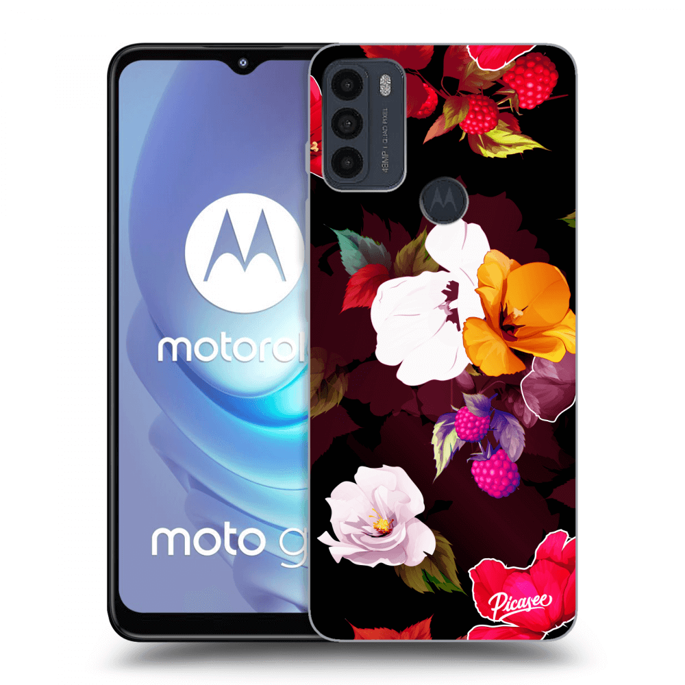 Picasee silikónový čierny obal pre Motorola Moto G50 - Flowers and Berries