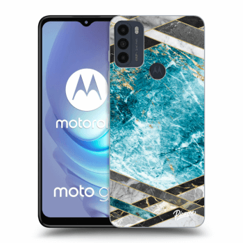 Picasee silikónový čierny obal pre Motorola Moto G50 - Blue geometry