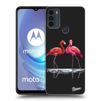 Picasee silikónový čierny obal pre Motorola Moto G50 - Flamingos couple