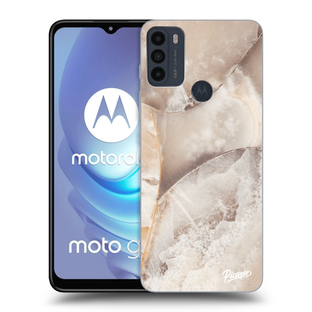 Picasee silikónový čierny obal pre Motorola Moto G50 - Cream marble