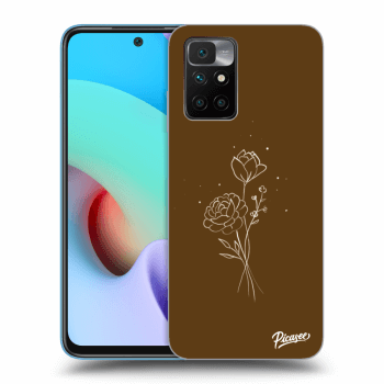 Picasee silikónový prehľadný obal pre Xiaomi Redmi 10 - Brown flowers