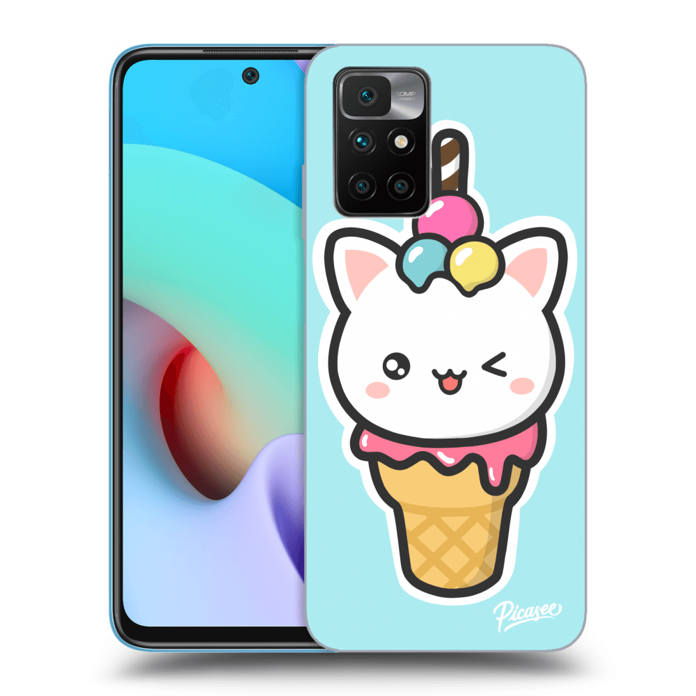 Picasee silikónový prehľadný obal pre Xiaomi Redmi 10 - Ice Cream Cat