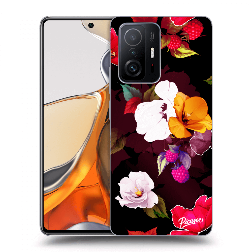 Picasee silikónový čierny obal pre Xiaomi 11T Pro - Flowers and Berries