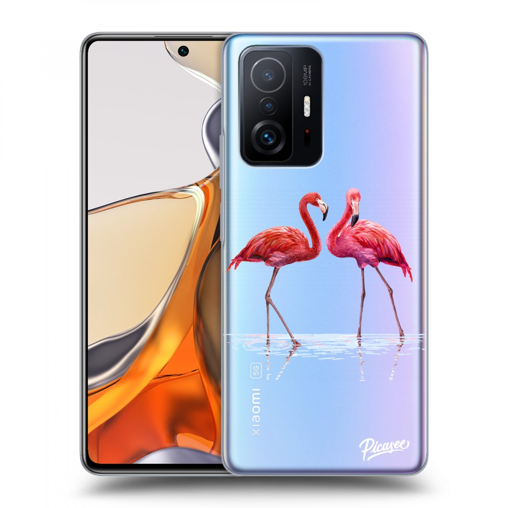 Picasee silikónový prehľadný obal pre Xiaomi 11T Pro - Flamingos couple
