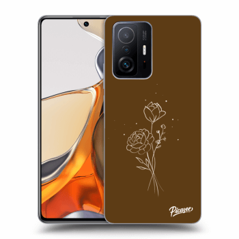 Picasee silikónový prehľadný obal pre Xiaomi 11T Pro - Brown flowers
