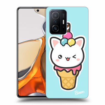 Picasee silikónový čierny obal pre Xiaomi 11T Pro - Ice Cream Cat