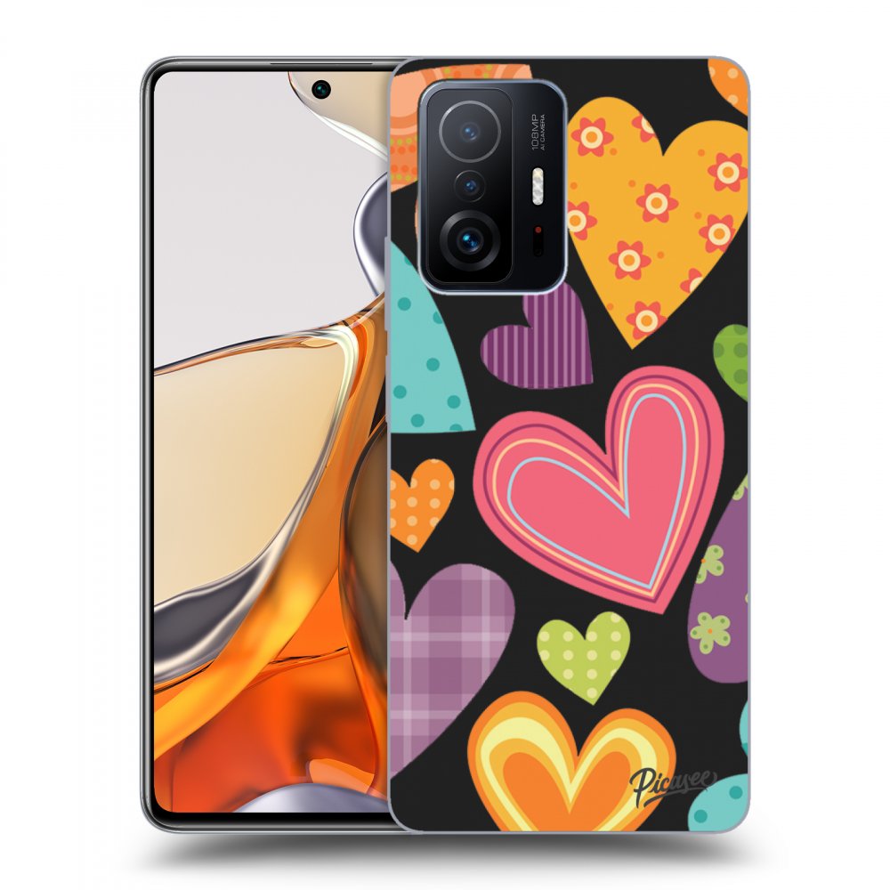 Picasee silikónový čierny obal pre Xiaomi 11T Pro - Colored heart