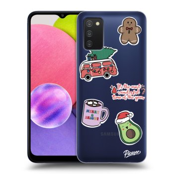 Picasee silikónový prehľadný obal pre Samsung Galaxy A03s A037G - Christmas Stickers