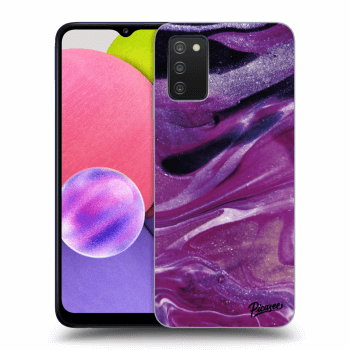 Picasee silikónový prehľadný obal pre Samsung Galaxy A03s A037G - Purple glitter