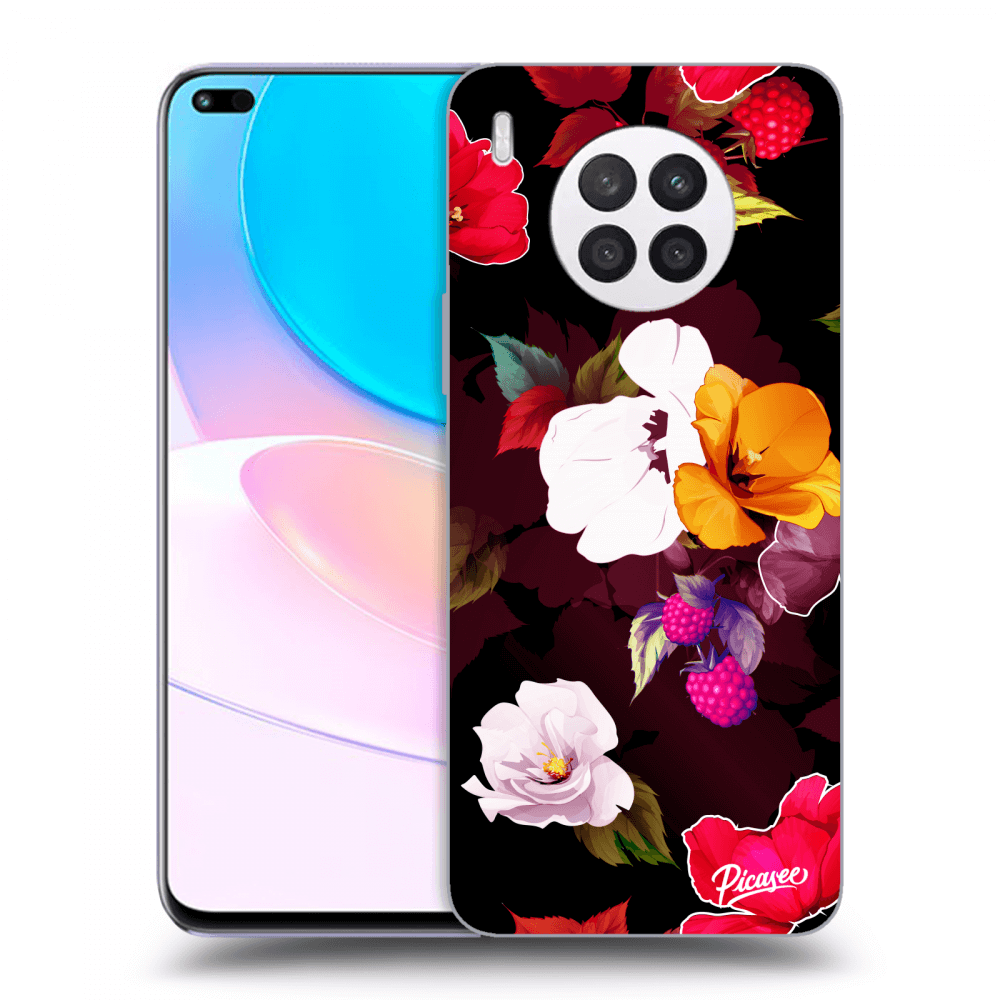 Silikónový čierny Obal Pre Huawei Nova 8i - Flowers And Berries