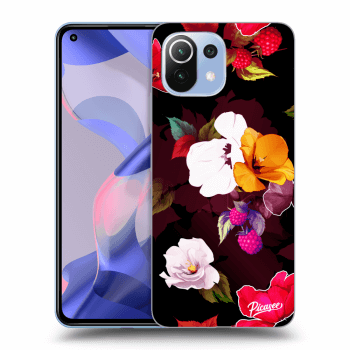 Picasee silikónový čierny obal pre Xiaomi 11 Lite 5G NE - Flowers and Berries