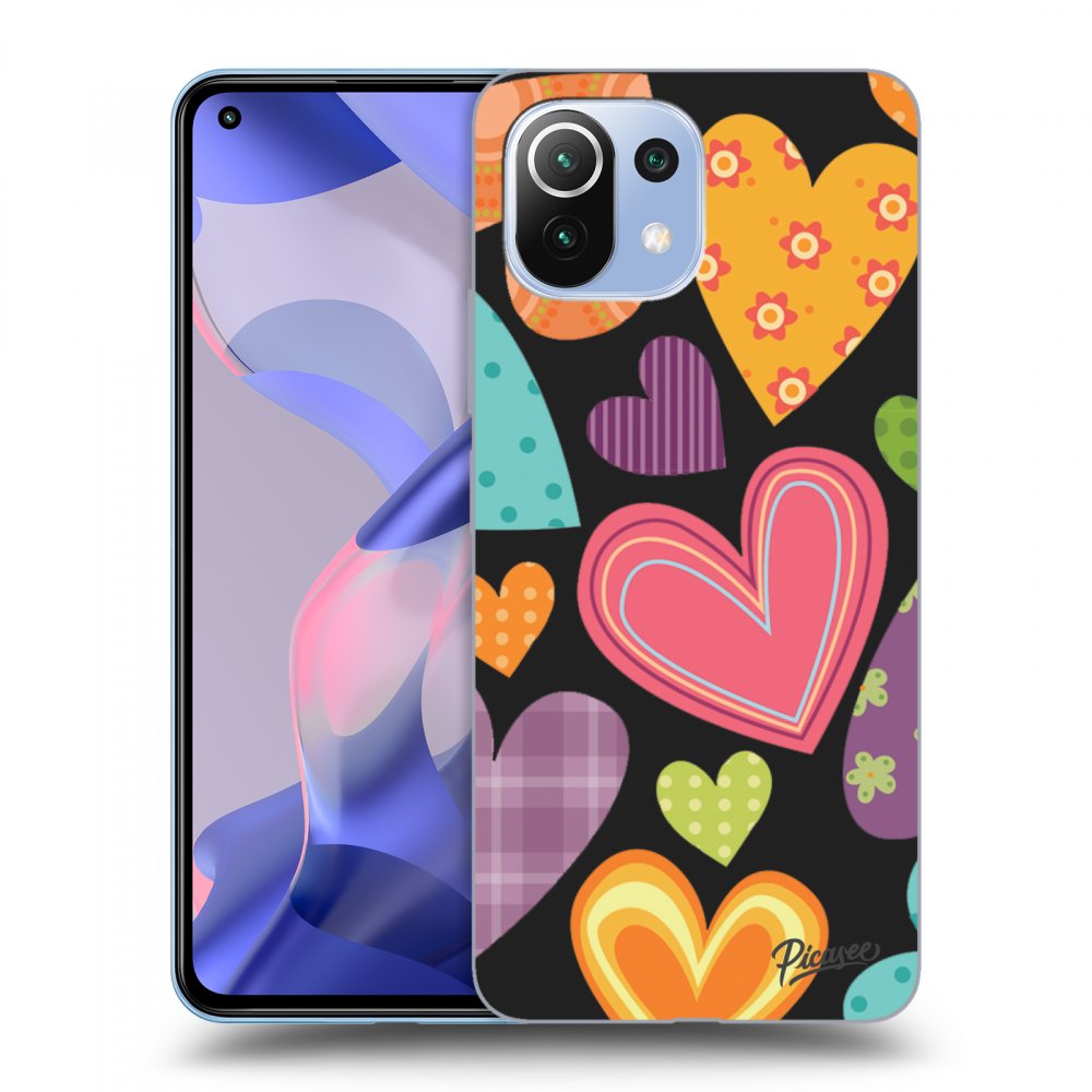 Picasee silikónový čierny obal pre Xiaomi 11 Lite 5G NE - Colored heart