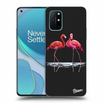 Picasee silikónový čierny obal pre OnePlus 8T - Flamingos couple