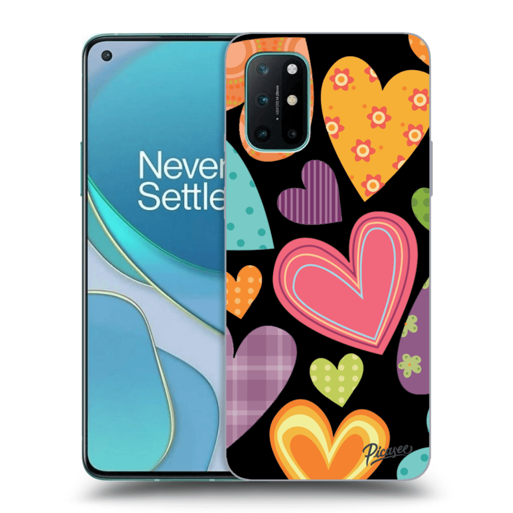 Picasee silikónový čierny obal pre OnePlus 8T - Colored heart
