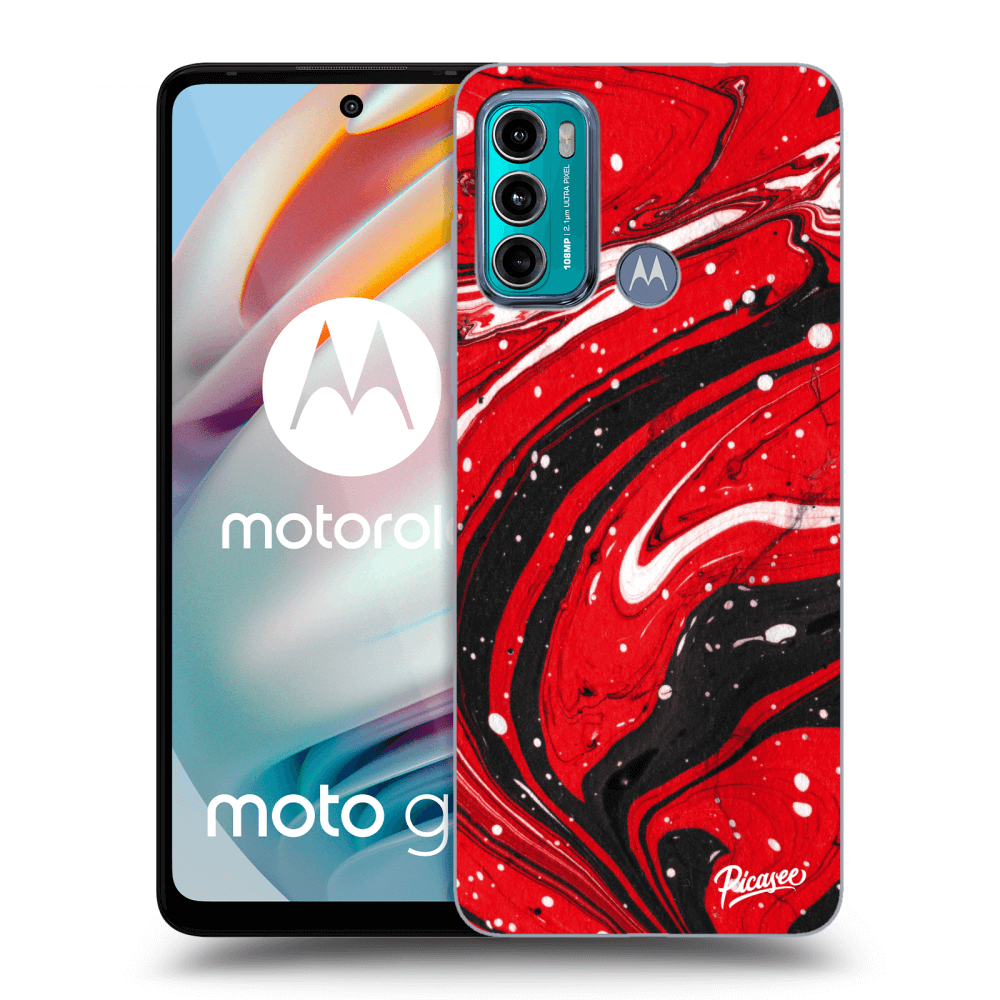 Picasee silikónový prehľadný obal pre Motorola Moto G60 - Red black