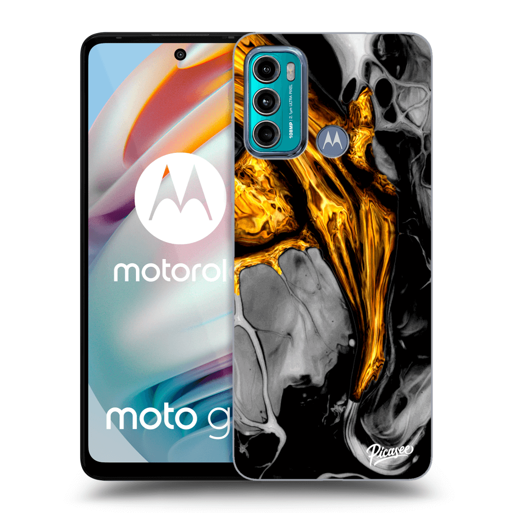 Picasee silikónový prehľadný obal pre Motorola Moto G60 - Black Gold