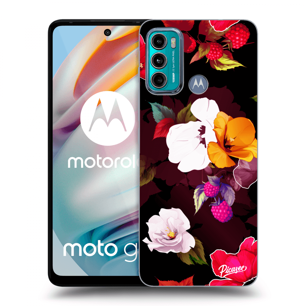 Picasee silikónový čierny obal pre Motorola Moto G60 - Flowers and Berries