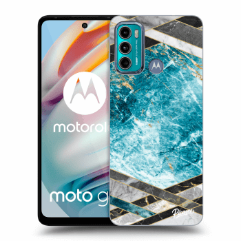 Picasee silikónový čierny obal pre Motorola Moto G60 - Blue geometry