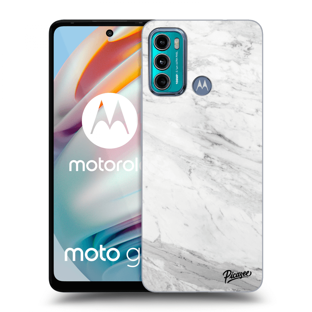 Picasee silikónový čierny obal pre Motorola Moto G60 - White marble