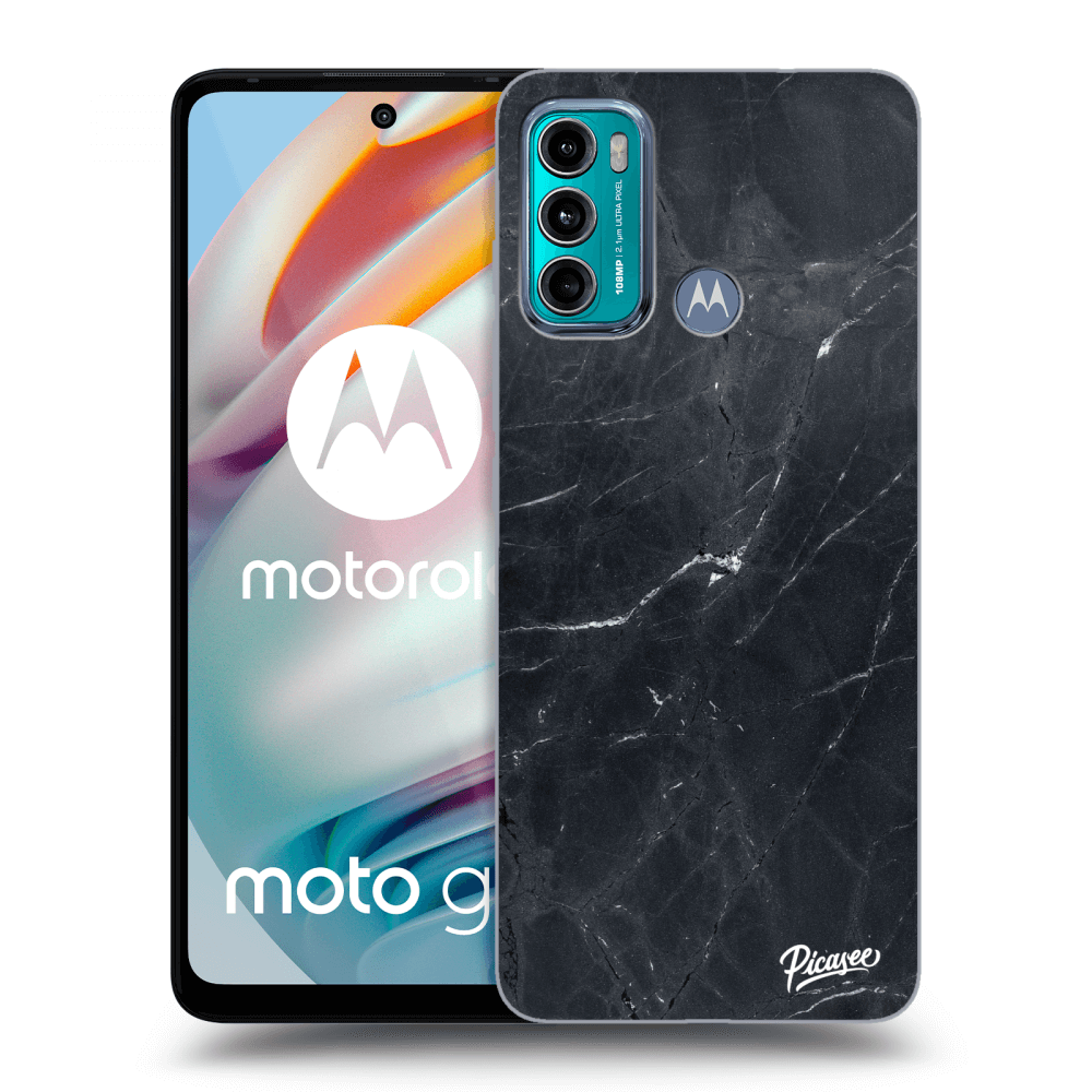 Picasee silikónový čierny obal pre Motorola Moto G60 - Black marble