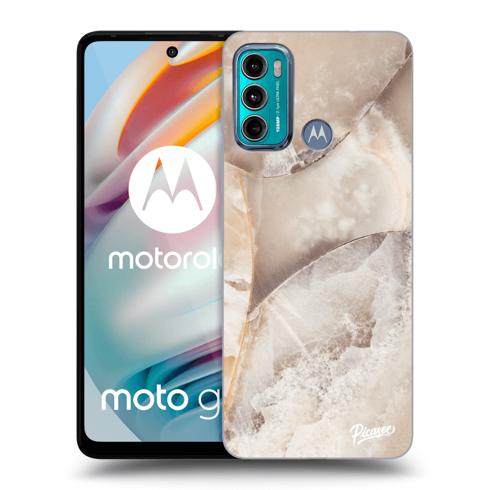 Picasee silikónový čierny obal pre Motorola Moto G60 - Cream marble