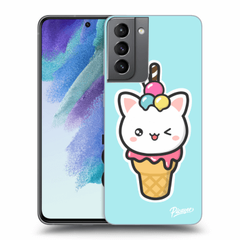 Picasee silikónový prehľadný obal pre Samsung Galaxy S21 FE 5G - Ice Cream Cat