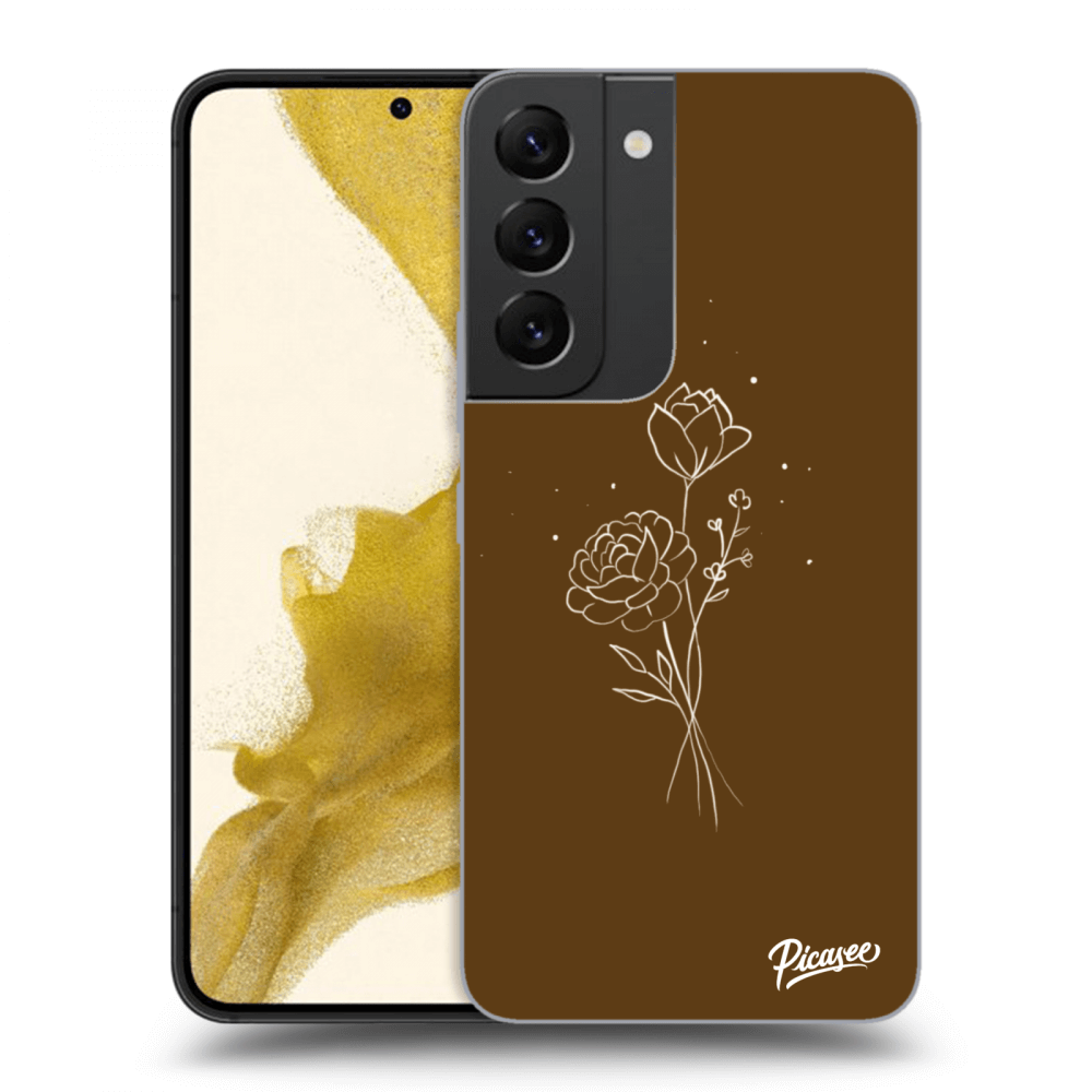 Picasee silikónový čierny obal pre Samsung Galaxy S22 5G - Brown flowers