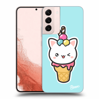 Picasee silikónový prehľadný obal pre Samsung Galaxy S22+ 5G - Ice Cream Cat